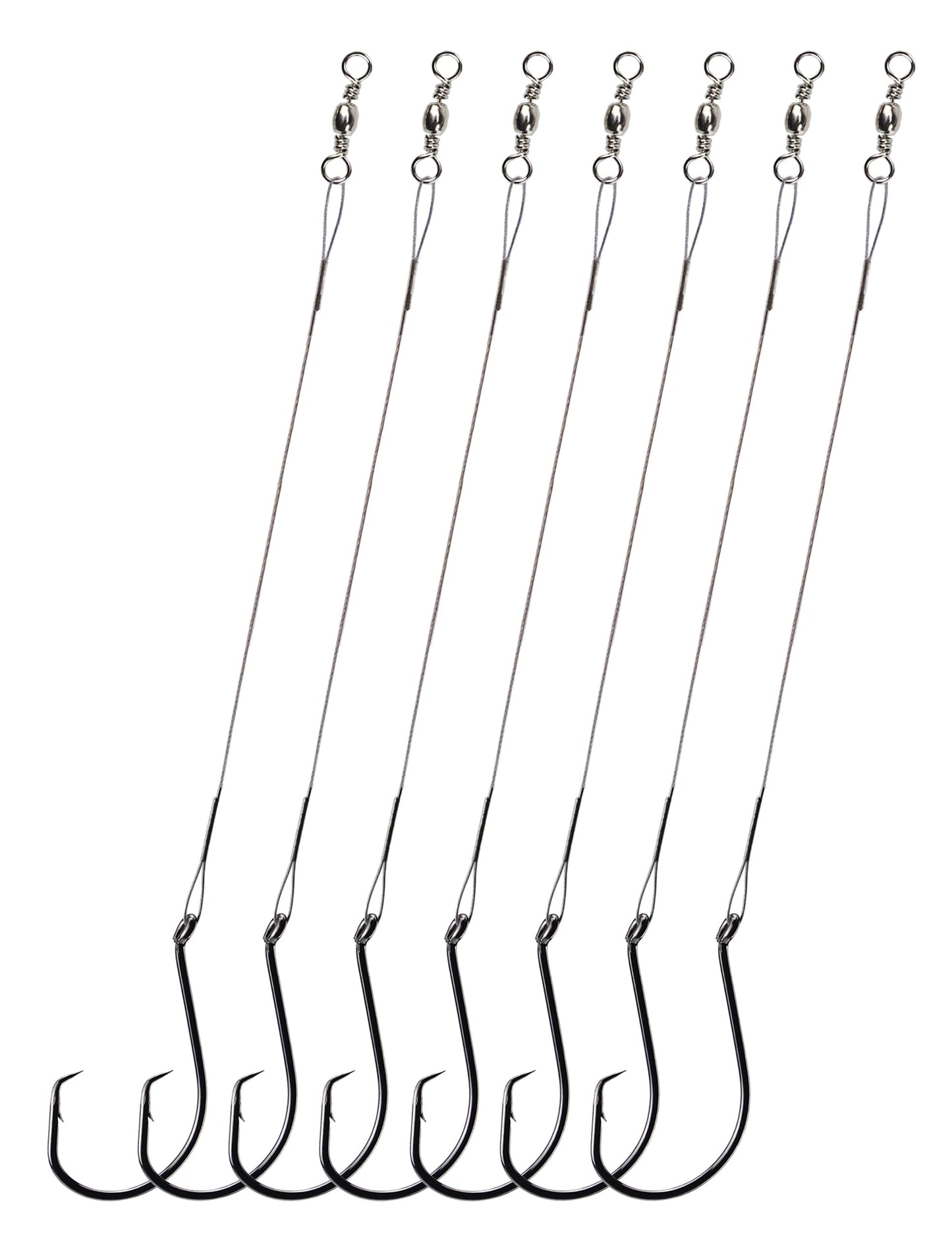 YVUDW Pre-Rigged Fishing Hooks with Steel Wire Leader, Saltwater 30pcs Catfish Octopus Hooks Rig Anti-Bite Stainless Steel Trace Trout Hooks