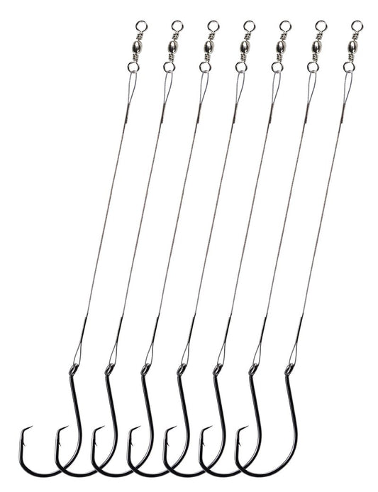 YVUDW Pre-Rigged Fishing Hooks with Steel Wire Leader, Saltwater 30pcs Catfish Octopus Hooks Rig Anti-Bite Stainless Steel Trace Trout Hooks