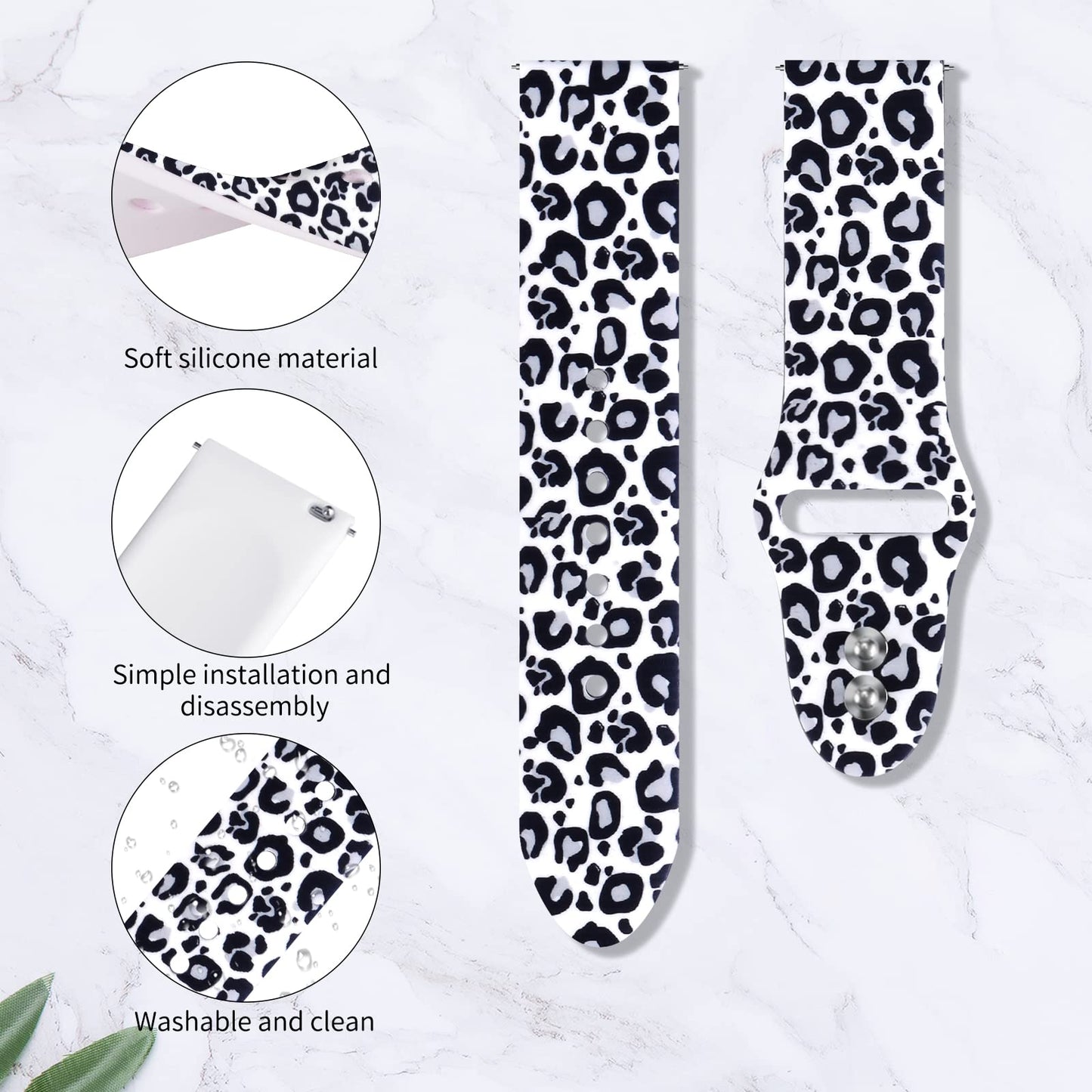 Watbro Band Compatible with Tie-dyed Leopard Print Fitbit Versa/Fitbit Versa 2/Fitbit Versa Lite,Leopard Tie-dyed Print Silicone Sport Band