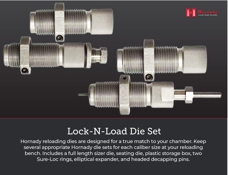 Hornady Custom Grade New Dimension 4-Die Set, 350 Legend (.335) (546401) - Caliber Specific Reloading Equipment for Handloaders with Full Length Sizer Die, Seating Die, Sure-Loc Rings, & Storage Box