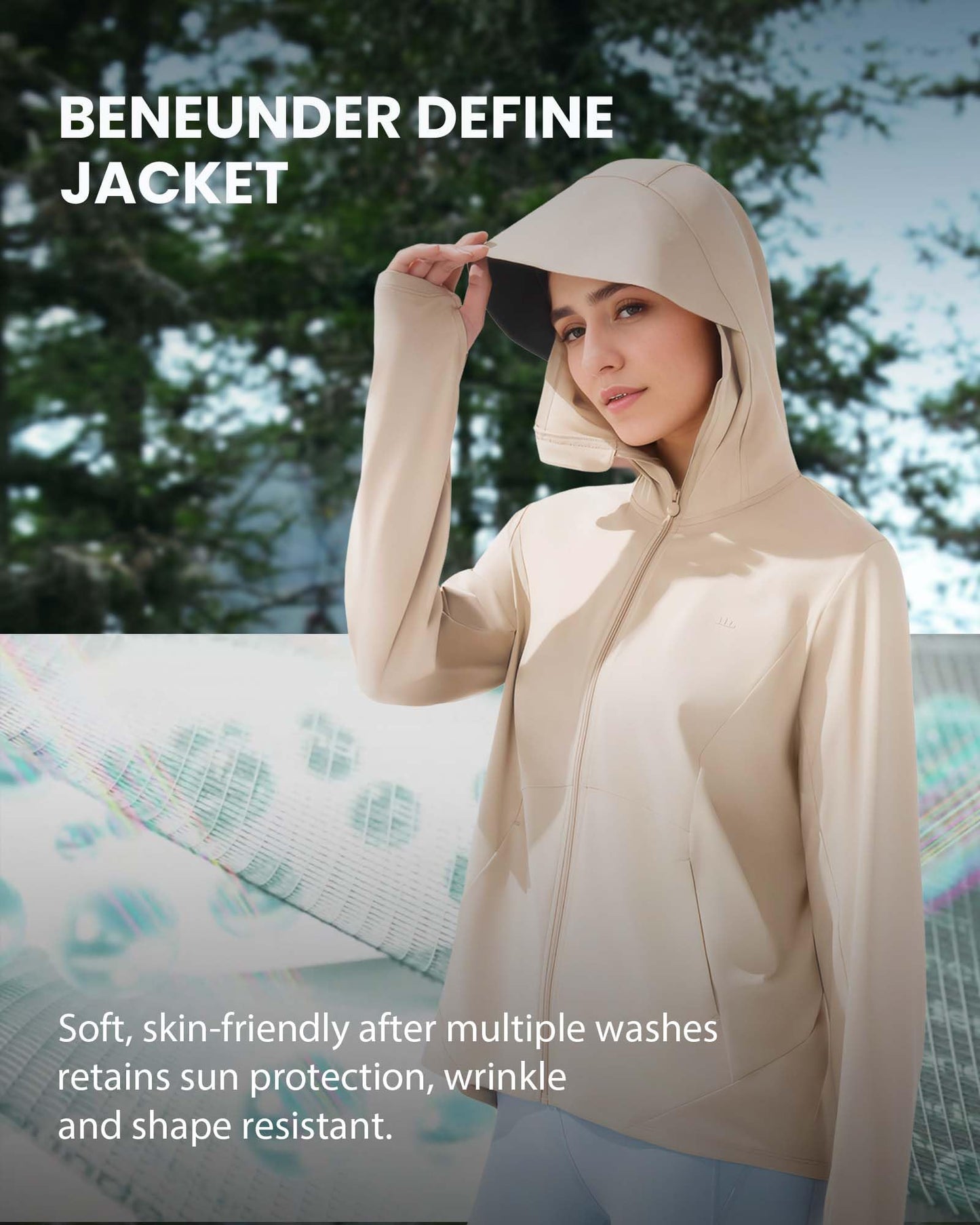 BENEUNDER Cooling Women's UPF 50+ Sun Protection Lightweight Hoodie Jacket Long Sleeve Active Sun Shirts for Outdoor Workout Camel