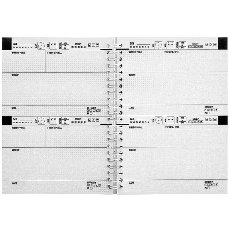 WODBOOK Workout Journal for Athletes - WOD Logbook - Exercise Planner - Cross Training Tracking Diary – WOD Book | Track 200 WODs + 130 Benchmarks + Personal Records | 140 Pages | Wire-Bound