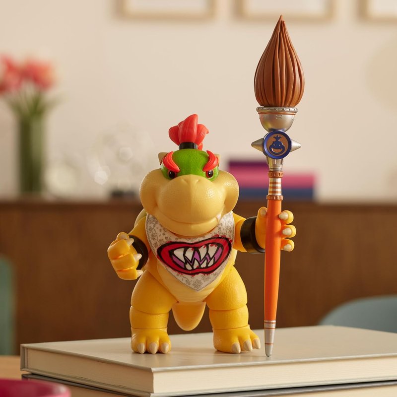 Super Mario Galaxy Action Figure - Bowser Jr. with Paint Brush Accessory | 5” Premium Detailing & 17 Points of Articulation