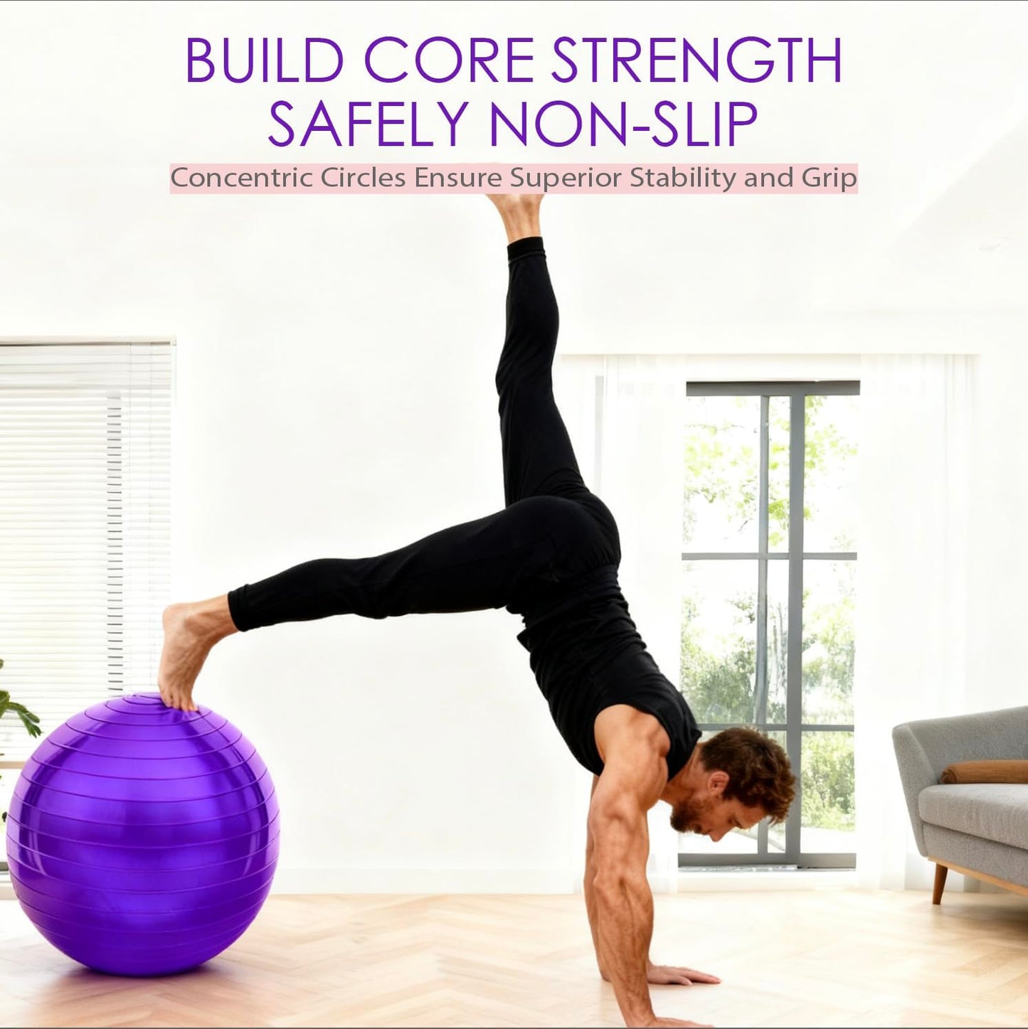 Solid Exercise Ball,High-Weight Capacity (3000 lbs) Anti-Burst Yoga Ball Chair,Swiss Ball for Pregnancy,Birthing, Fitness, Physical Therapy