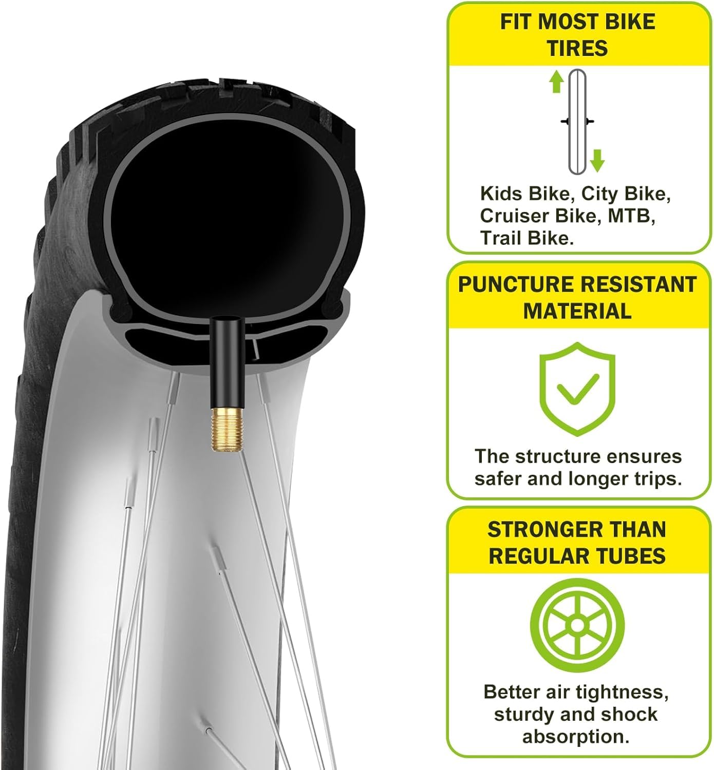 2 Pack 26x2.125/2.40 Bike Tube, 26 x 2.125 Bike Tube with 35mm AV, Premium Butyl 26x2.10 Mountain Bike Tube with 2 Tire Levers, 26x2.125/2.20/2.25/2.30/2.35/2.40 Compatible City Bikes by Hydencamm