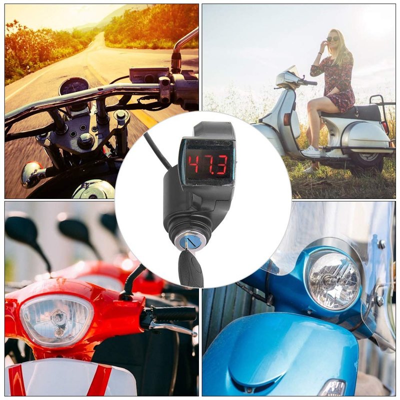 Haosie E-Bike Throttle Control Switch, Speed Switch Lock with LCD Display, Accelerator Voltage Display with Key Lock for E-Scooter Electric