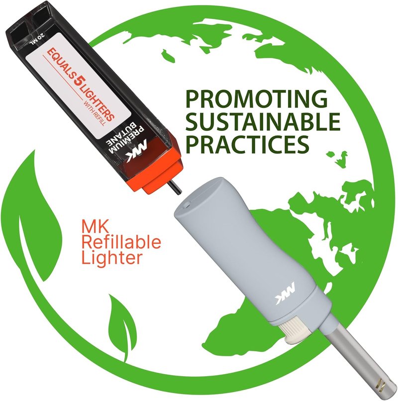MK Candle Lighter - Butane Refillable Wind-Resistant Flame | 4-Pack for BBQ & Camping Use