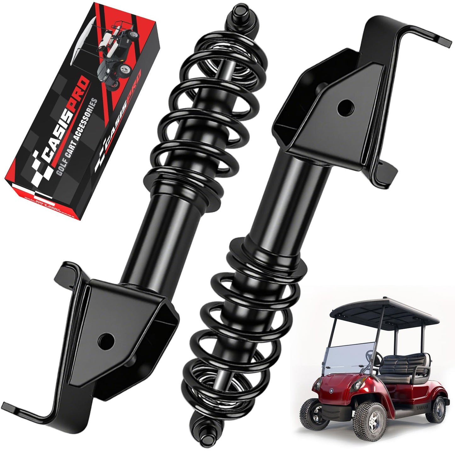 Golf Cart Front Shock Absorbers for Yamaha Drive G29 2007-2016, Yamaha G29 Shocks with Springs fit Passenger and Driver Side, OEM# JW2-F3390-00-00 JW2-F3350-00-00, 2PCS