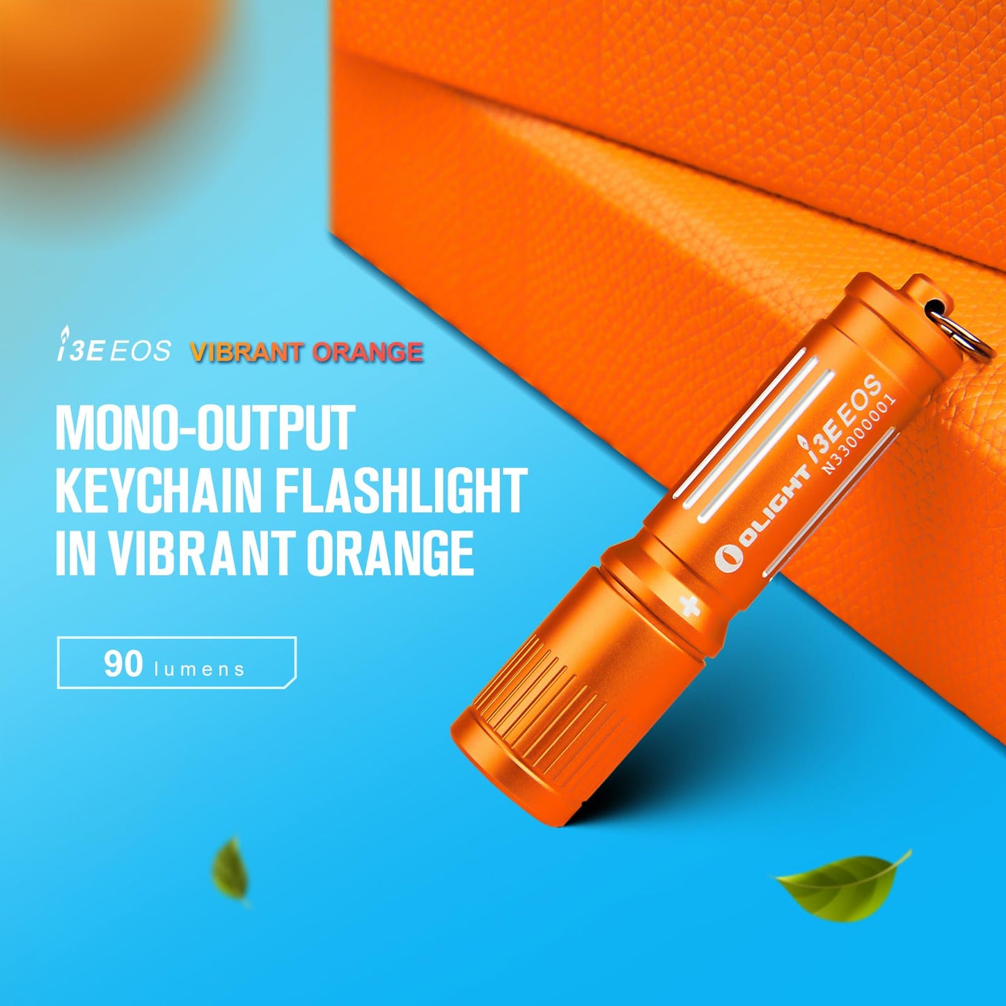 OLIGHT 90 Lumens i3E EOS PMMA TIR Lens AAA Flashlight Compact Keychain Flashlight EDC Flashlight for Night, Camping(Vibrant Orange)