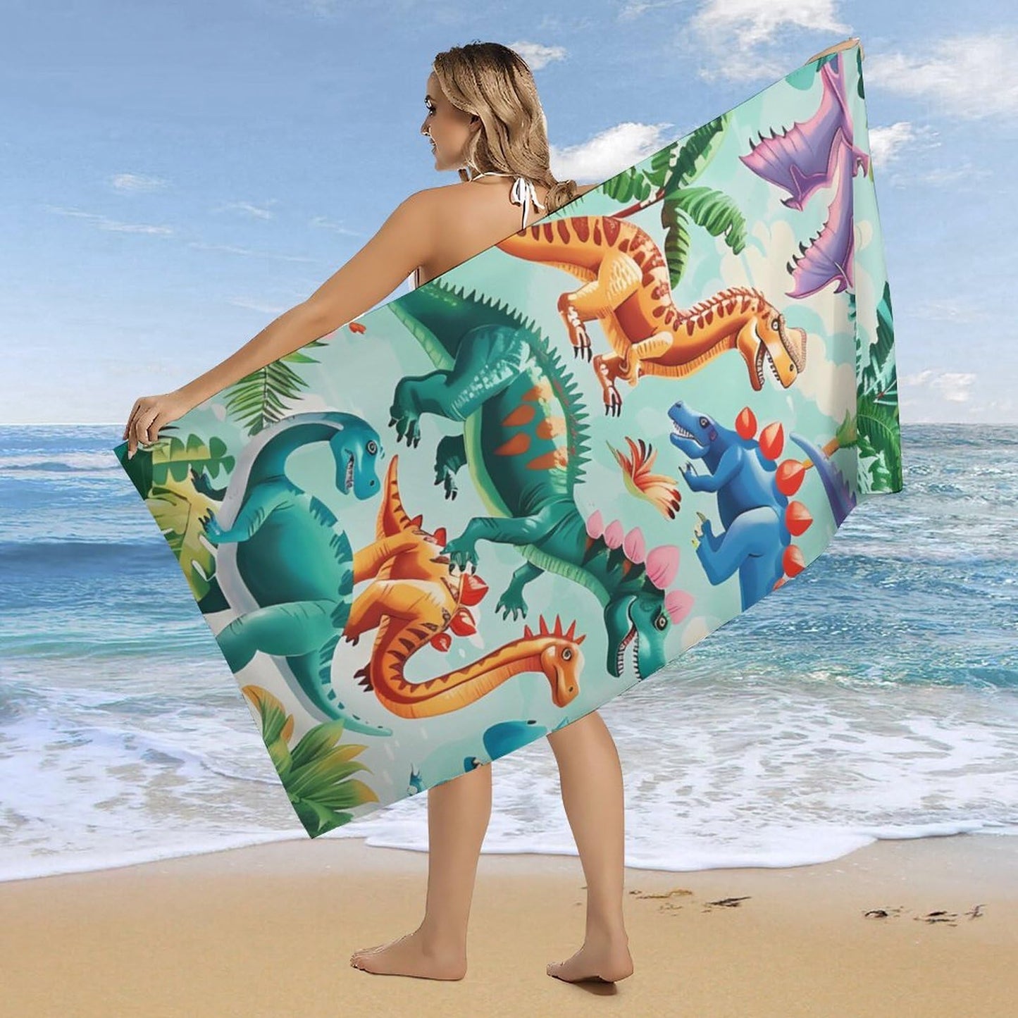 dinosaur beach towel Unique Design dinosaur towels Quick Dry Towel Suitable for Beach Bath Towel for Women Girls Kids Men Soft Plush dinosaur towel Beach Lovers beach towel dinosaur 63x32 inches