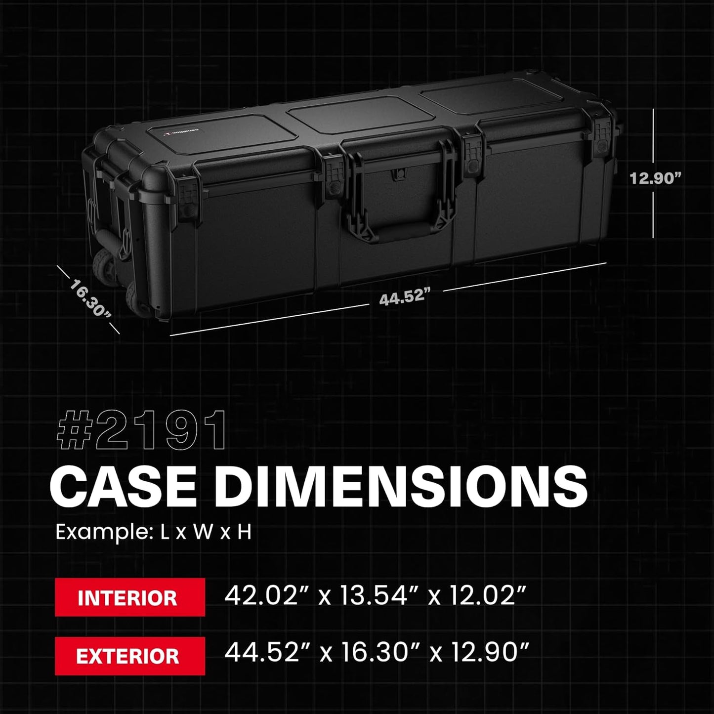 Condition 1 Waterproof Hard Case with Wheels - Lockable, TSA Approved, IP67 Rated | Black, 45” Travel Gear Storage