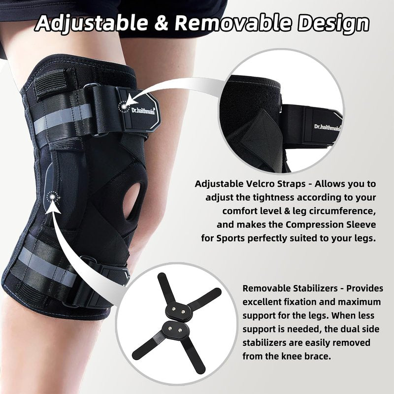 Professional Knee Brace for Men & Women - Hinged Support for Knee Pain, Arthritis, Meniscus Tear, ACL Injury - Breathable, Adjustable, Stabilizing Compression Sleeve for Running, Sports, Workout (Medium)