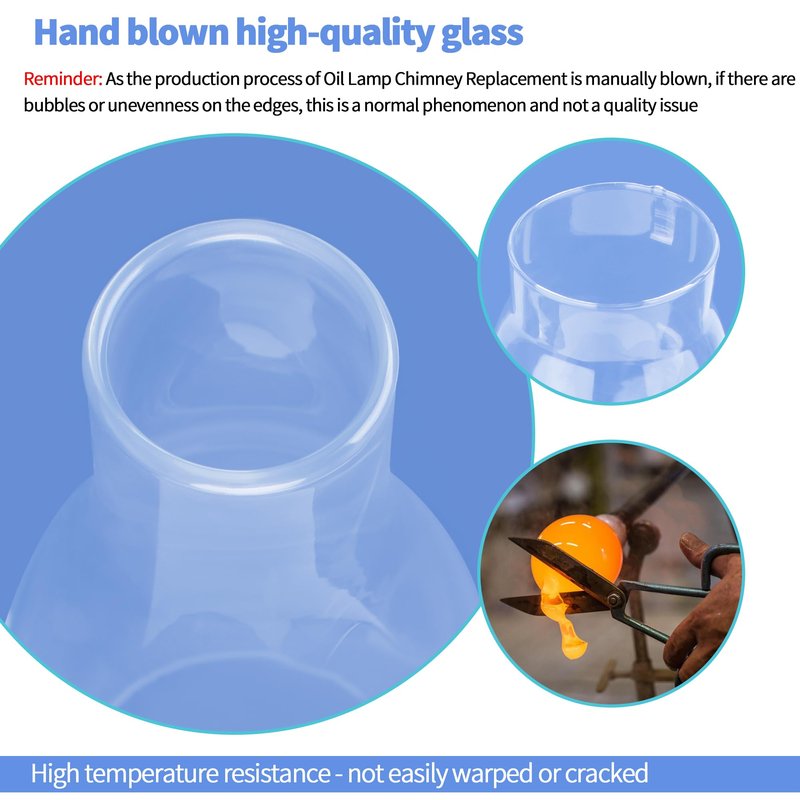 Hurricane Lamp & Oil Lamp Chimney Replacement Shade – Round Base Clear Glass, 3-Inch Diameter, Fits Most Kerosene Globes (1 Pack) ﻿