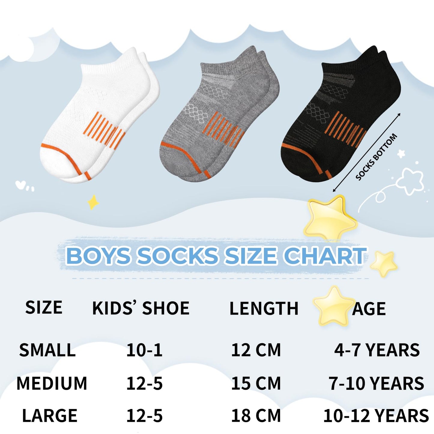 Comfoex 12 Pairs Boys Running Ankle Socks For Kids 4-6 6-8 8-10 10-12 Years Old Low Cut Athletic Breathable Cotton Socks