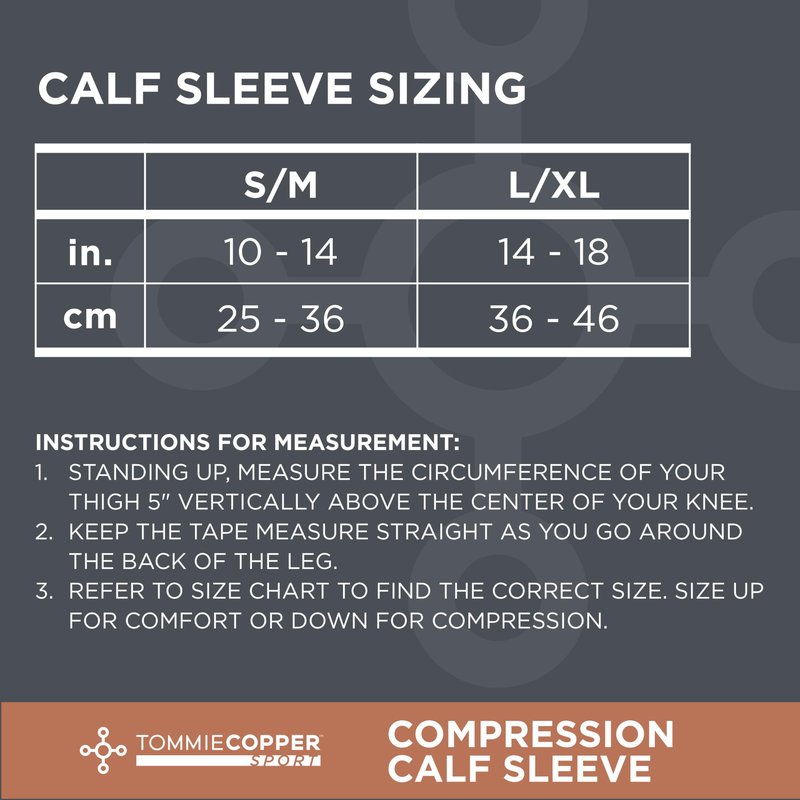 Tommie Copper Calf Compression Sleeve (L/XL, Black), 15-20 mmHg, 4D Stretch & Non-Slip Fit for Targeted Support, Patented Copper Znergy Fabric, Anti-Odor Benefits, Breathable Design