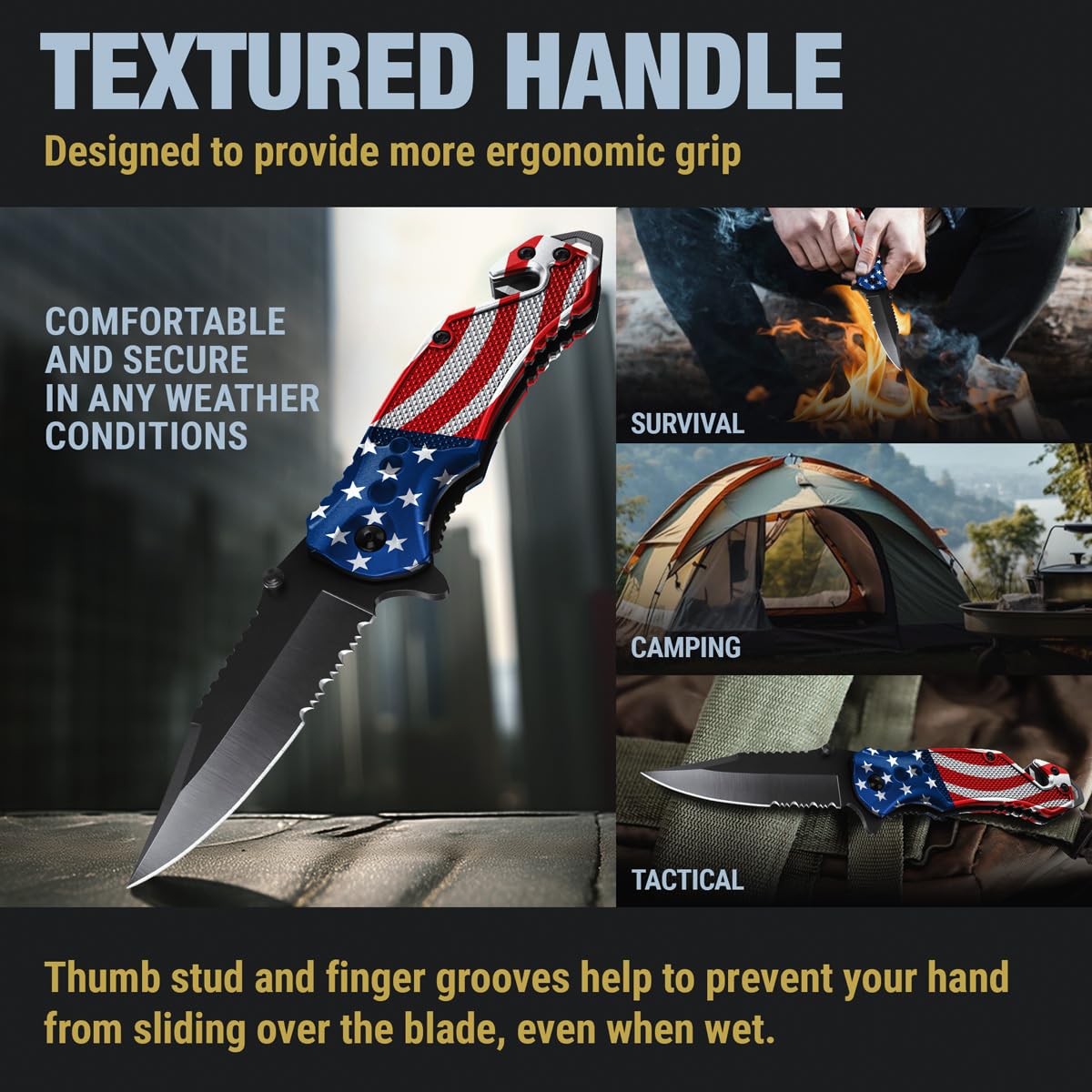 GOOD WORKER Pocket Knife American Flag - Small Legal Knives fo EDC - Patriotic American Gifts - US Flag Tactical Folding Knives for Men Boys Teenage - Nice Hand Folding Knife United States 6680 F