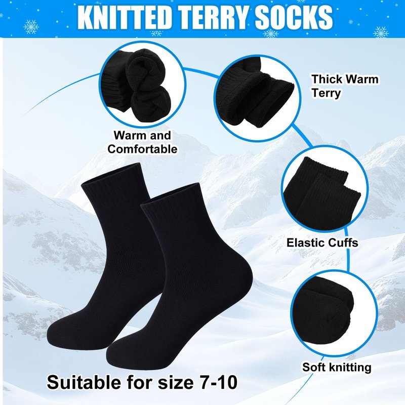 Chicingyou 8 Pcs Winter Warm Beanie Hat Scarf Glove Socks Set for Men Fleece Lining Thermal Knitted Earflap Cap Gift Outdoor(Black Gloves)