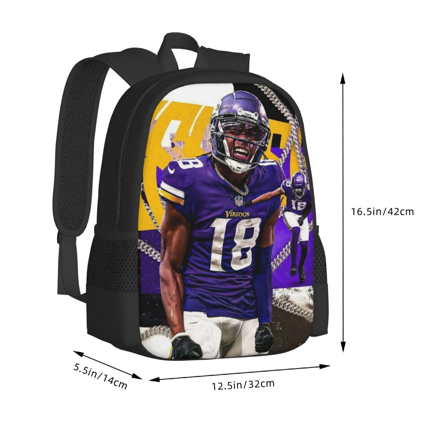 EWLTFM Casual Lightweight Travel Backpack Football Player Justin Jefferson Backpacks Fashion Cool Laptop Backpack Casual Daypack for Men Women Fans