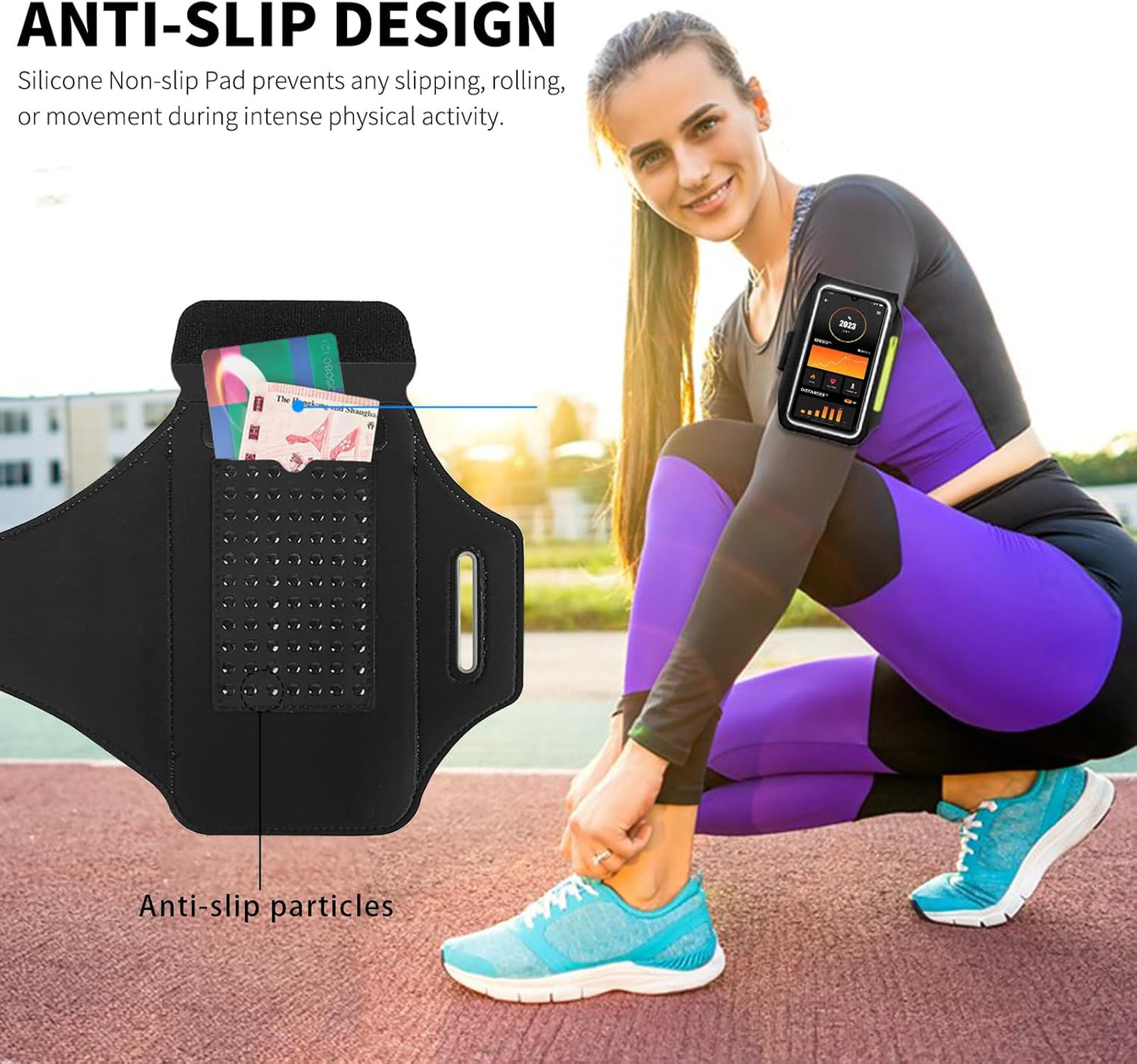 Running Armband for iPhone & Galaxy | Water Resistant Sports Phone Holder with Earphone Bag & Zipper Slot for 6.7" Phones