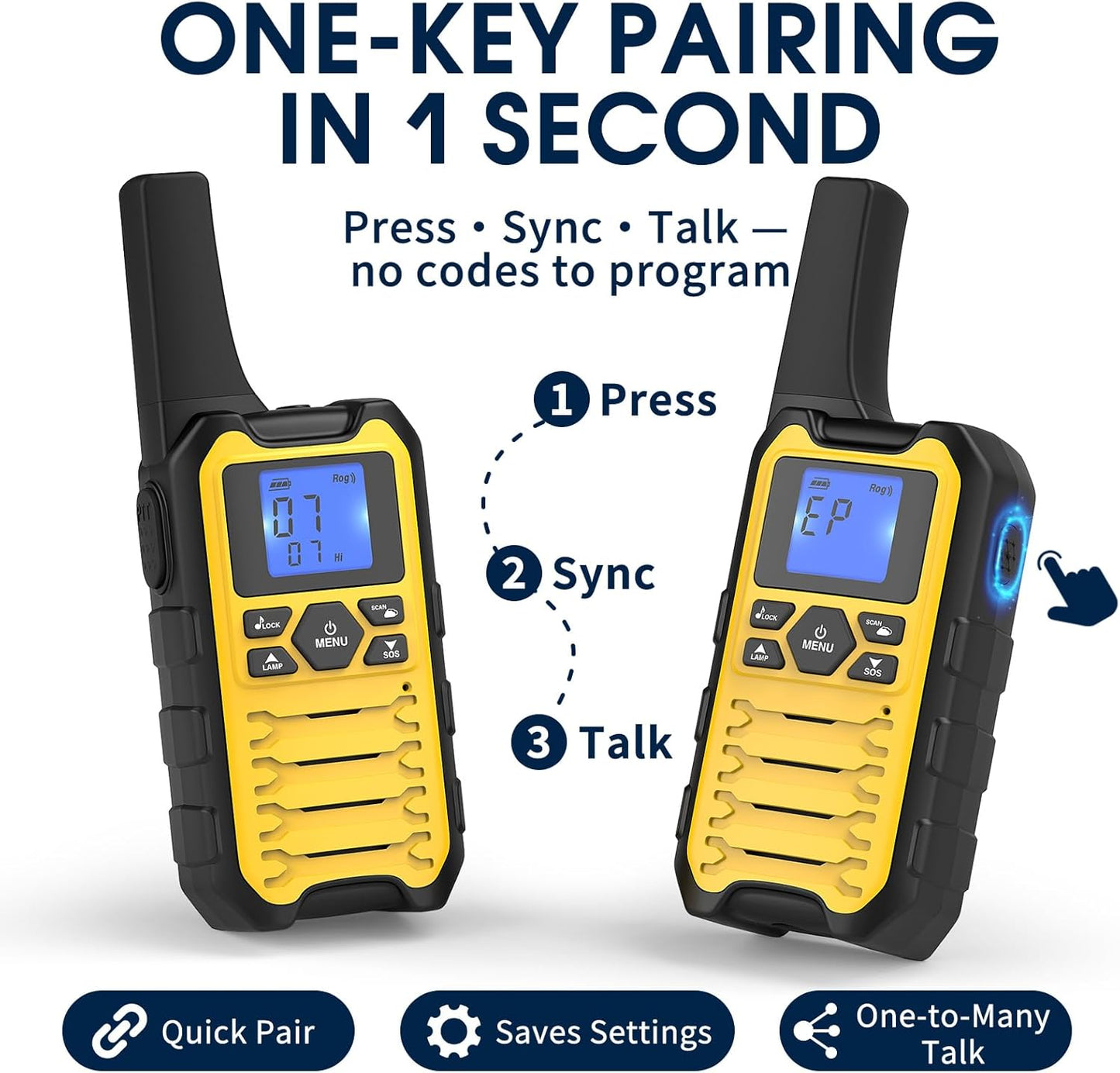 Walkie Talkies Long Range - Rechargeable 6 Pack for Adults | Ideal for Camping, Hunting & Emergency Use