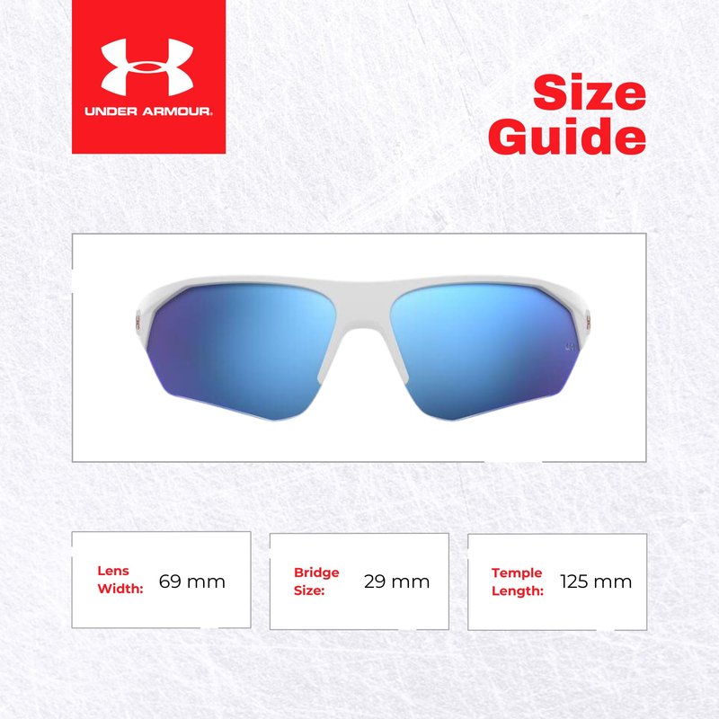 Under Armour Instinct UA7000 69MM Wrap Around Sunglasses for Youth (For girls For boys) +BUNDLE with ACCESSORY EYEWEAR KIT (Matte White/Blue Wrap, 59)
