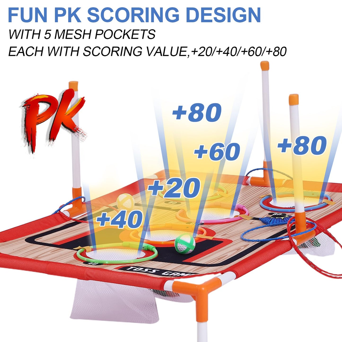 Bean Bag Toss & Ball Toss & Ring Toss,5-in-1 Outdoor Toys for Kids,Family Games for Kids and Adults,Gift for Christmas and Birthday