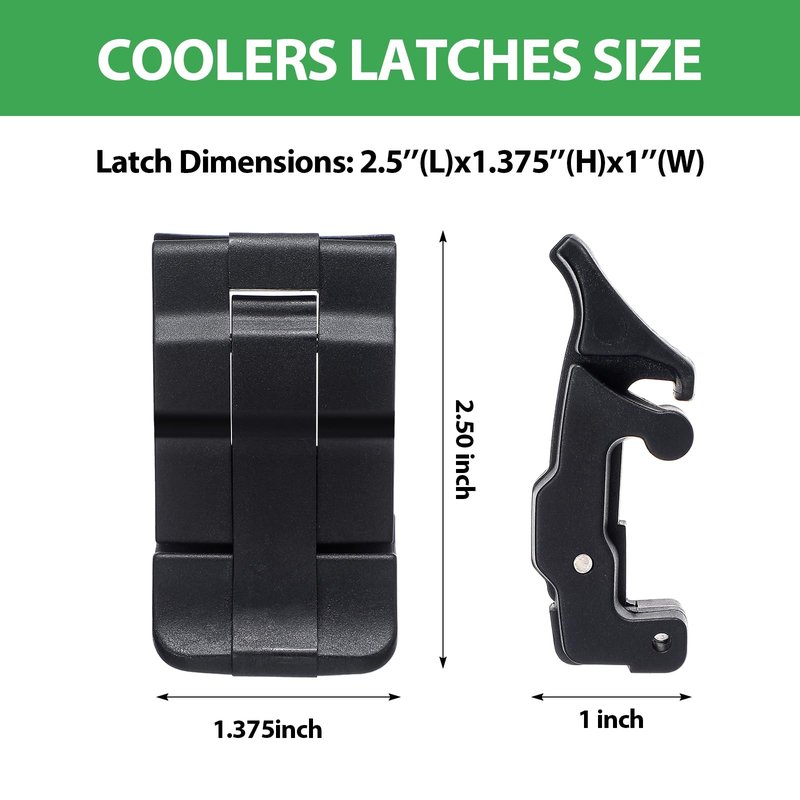 Yaocom 2 Pieces Black Replacement Cooler Latches Black Cooler Latches Plastic Double Throw Medium Latches for Protector Series Compatible with Pelican Coolers