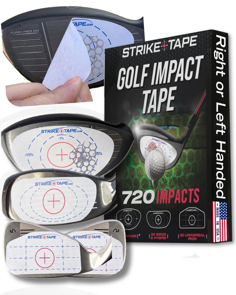 STRIKEPRO Strike Tape Golf Impact Tape. Right or Left Handed. 720 Residue-Free impacts for All Drivers/Hybrids/Irons. Ultra Thin Golf Impact Stickers for Golf Swing Analysis with Super Clean Removal.