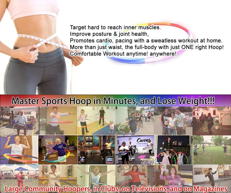 Weighted Hula Hoop - 5.3lb Fitness Exercise Hoop for Weight Loss | Colorful Rainbow Design