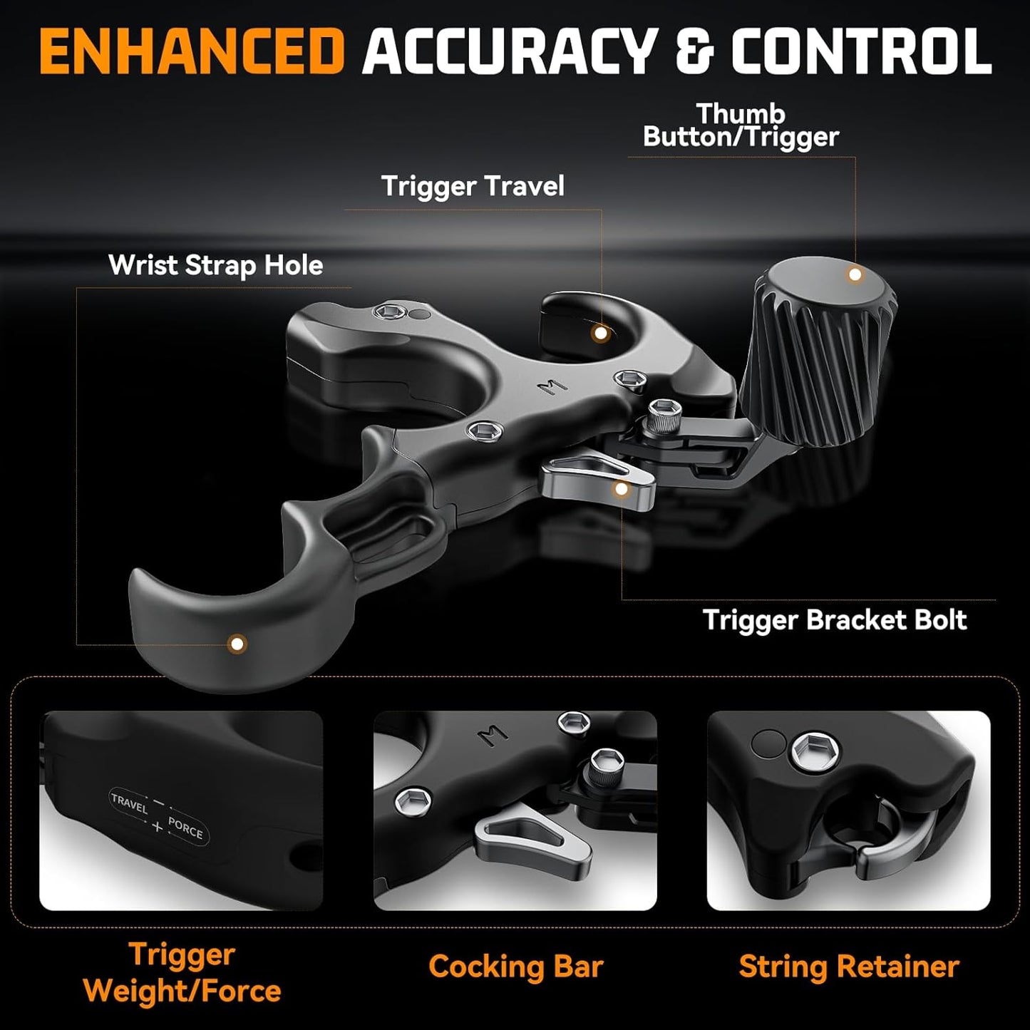 Compound Bow Release - Adjustable Archery Release Trigger with Wrist Straps | Durable Aluminum Alloy, 3/4 Finger Design, Supports 200lbs