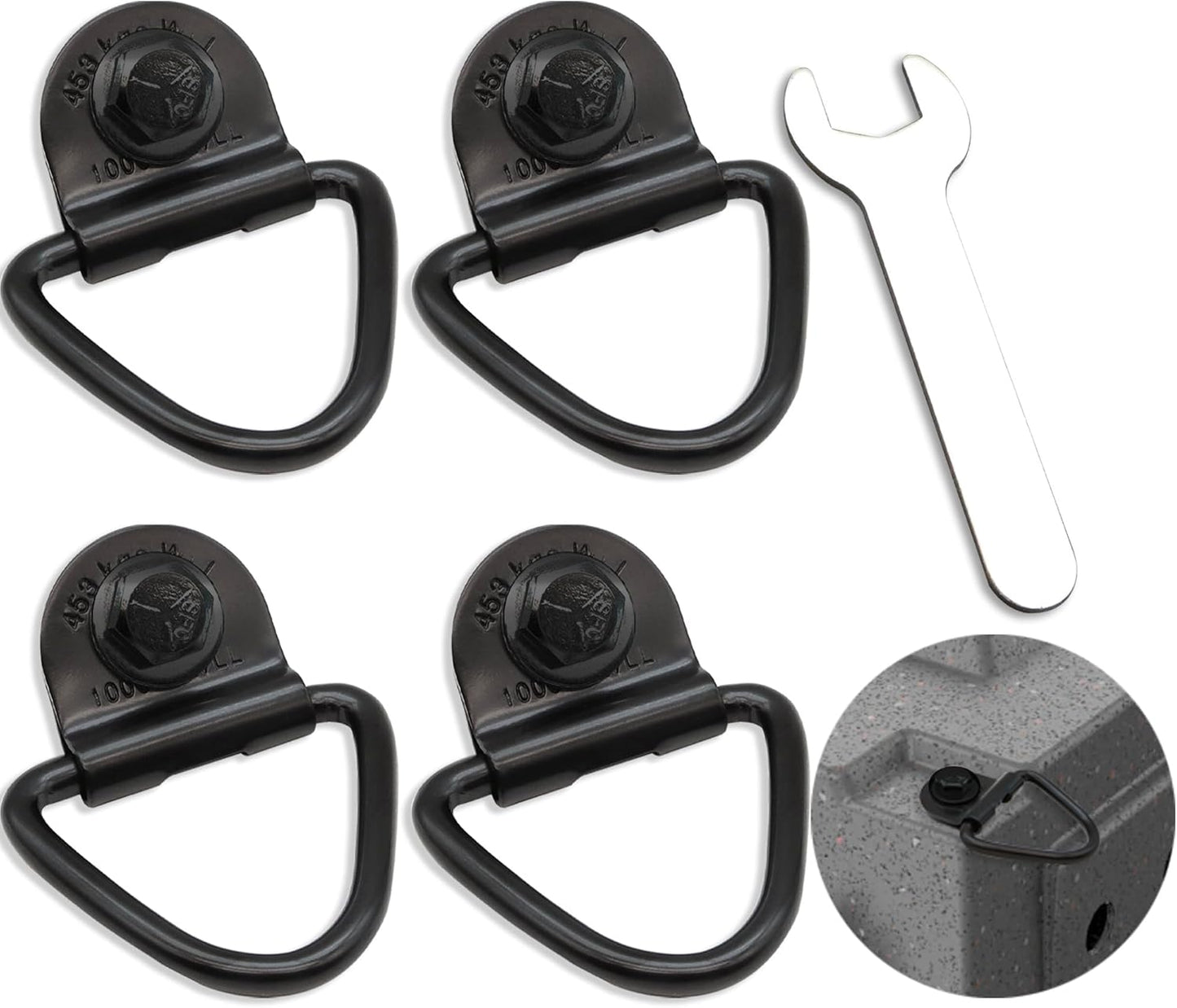 4-Pack Tie Down Kit for Kennels - Heavy-Duty D-Ring with 1000lb Capacity | Easy Install, All Black