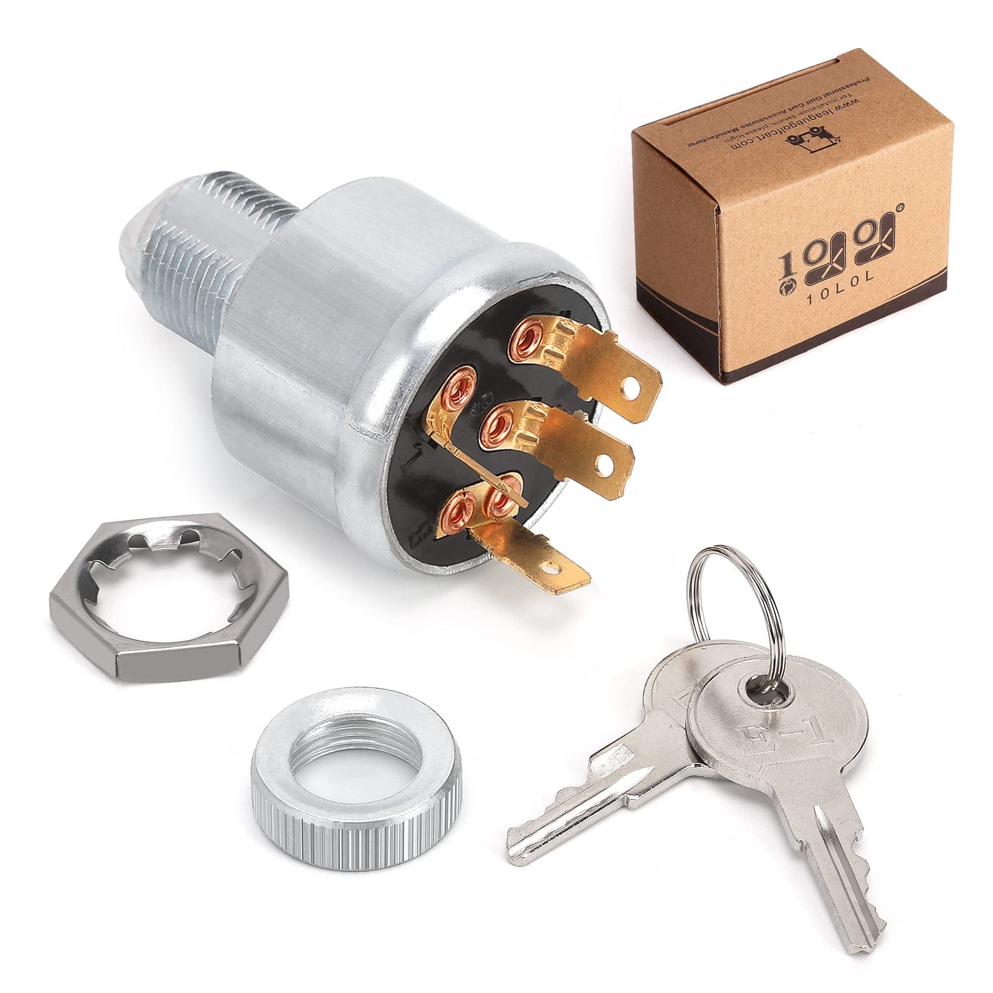 10L0L Golf Cart Ignition Switch for EZGO TXT, Workhorse, ST, Shuttle, Medalist & Marathon 1981-up, 4-Terminal Starter Switch Key, Replace OEM 33639-G01