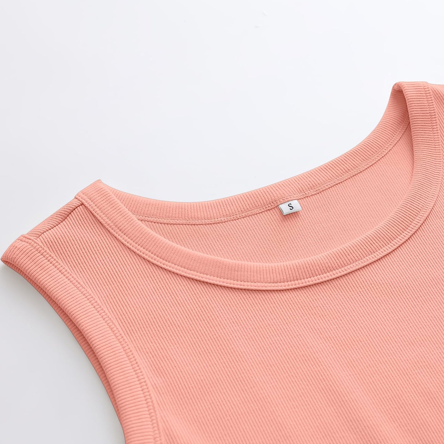 ANRABESS Womens Sleeveless High Neck Tank Tops Fashion Summer Casual Basic Slim Fit Ribbed Racerback Top Shirt Clothes Coral Orange X-Small