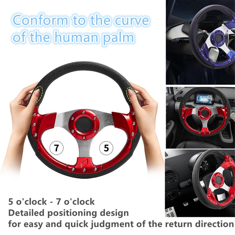 Golf Cart Steering Wheel,Universal Modified Golf Cart Skid Steering Wheel,for Club Car EZGO RXV and TXT, Yamaha, Precedent Tempo (Red)
