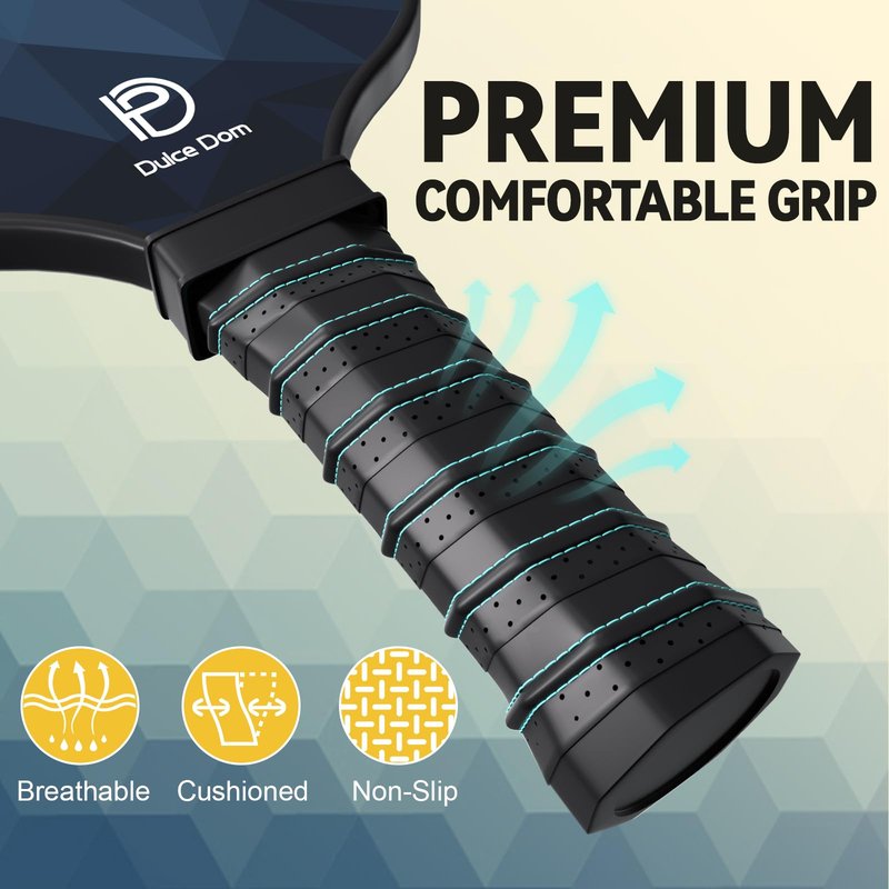DULCE DOM Pickleball Paddles Set of 2, USAPA Approved Carbon Fiber Pickleball Set with Balls and Carrying Bag, Lightweight Pickle Ball Rackets for Beginners & Pros (Blue)