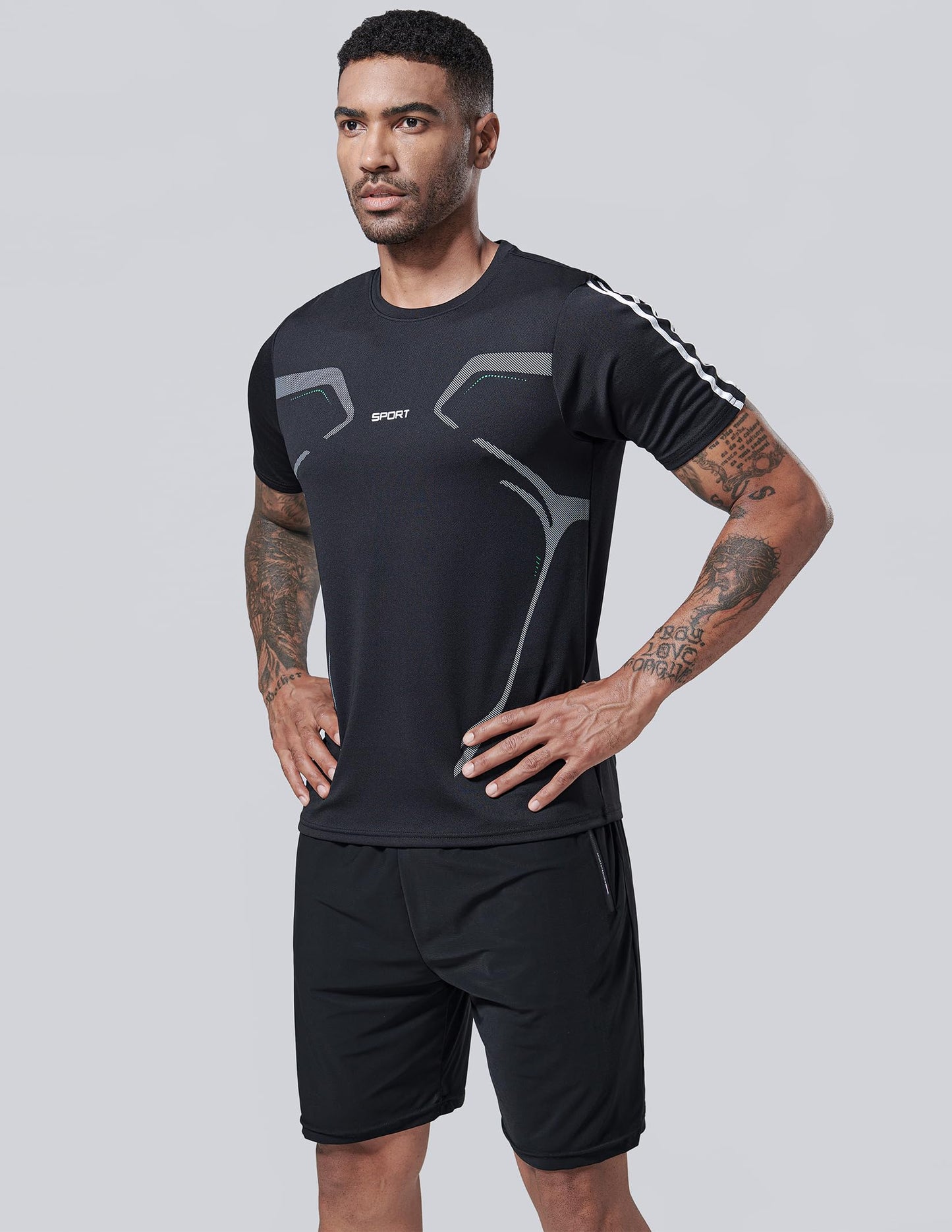 5 Pack Men’s Active Quick Dry Crew Neck T Shirts | Athletic Running Gym Workout Short Sleeve Tee Tops Bulk (Set 11, 4X-Large)