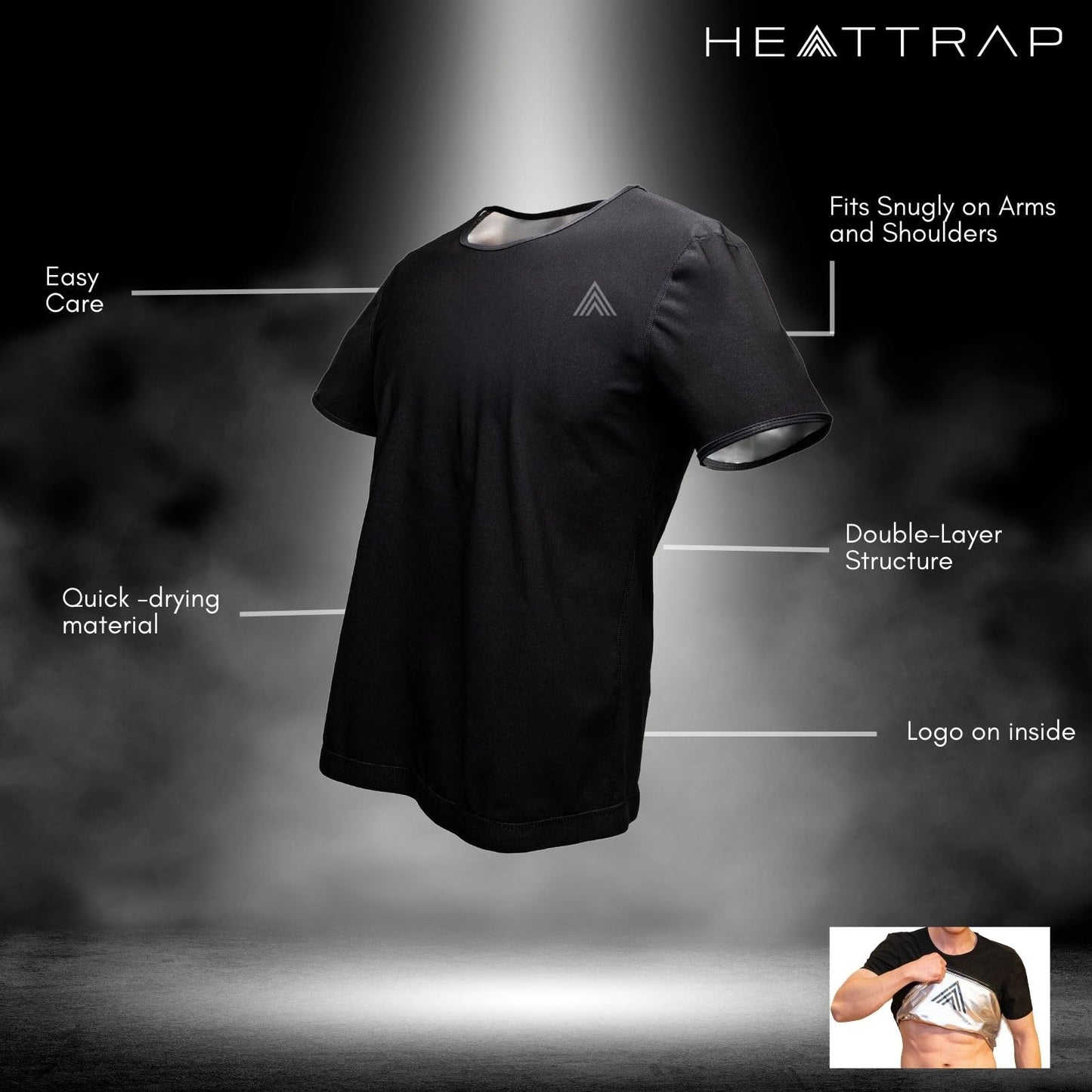 HEATTRAP Men’s Sauna Suit Shirt - Heat Trapping Sweat Compression Vest, Shapewear Top (Black, XL)