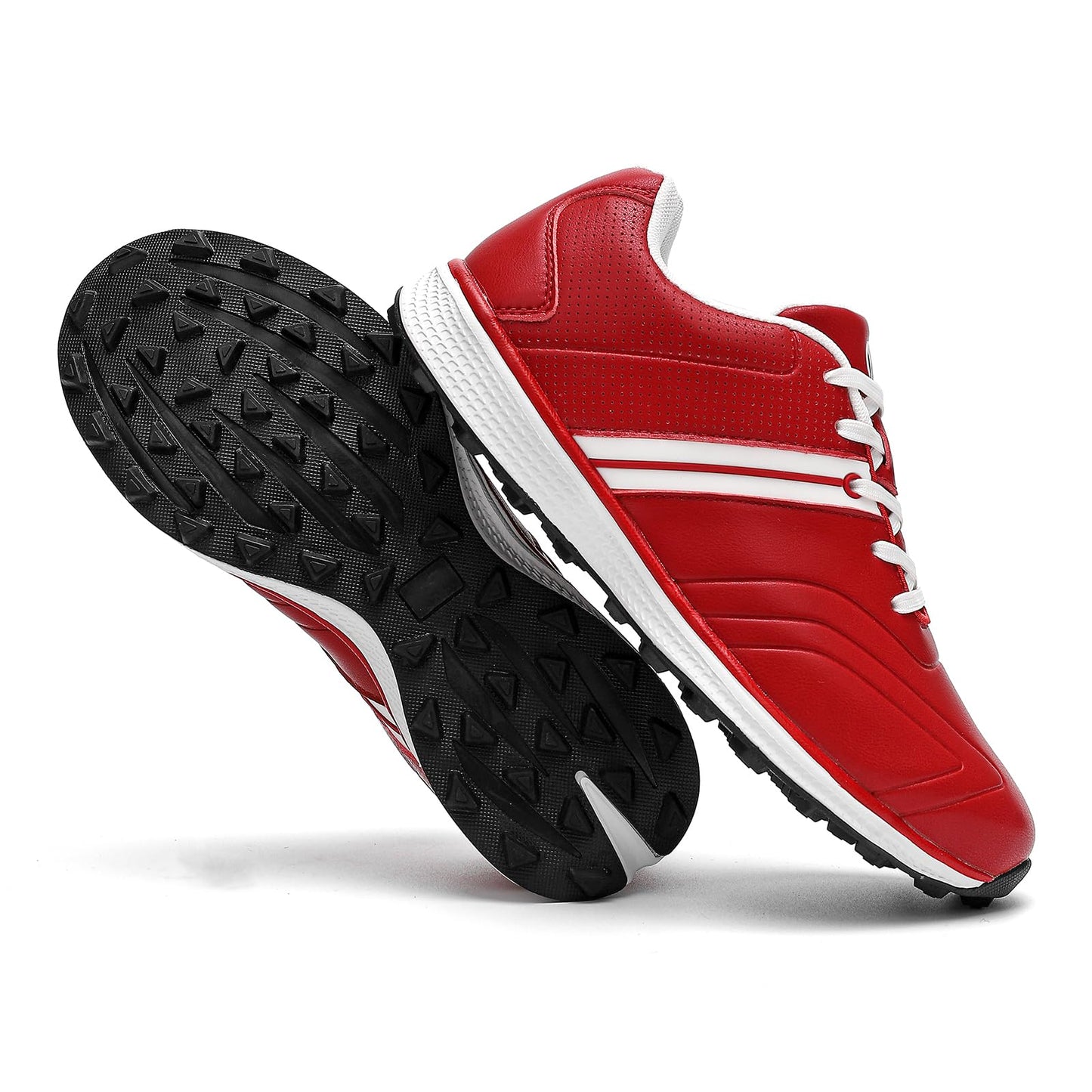 Men's Golf Shoes Professional Spikeless Golfers Training Sneakers Lightweight (Red, 10.5)
