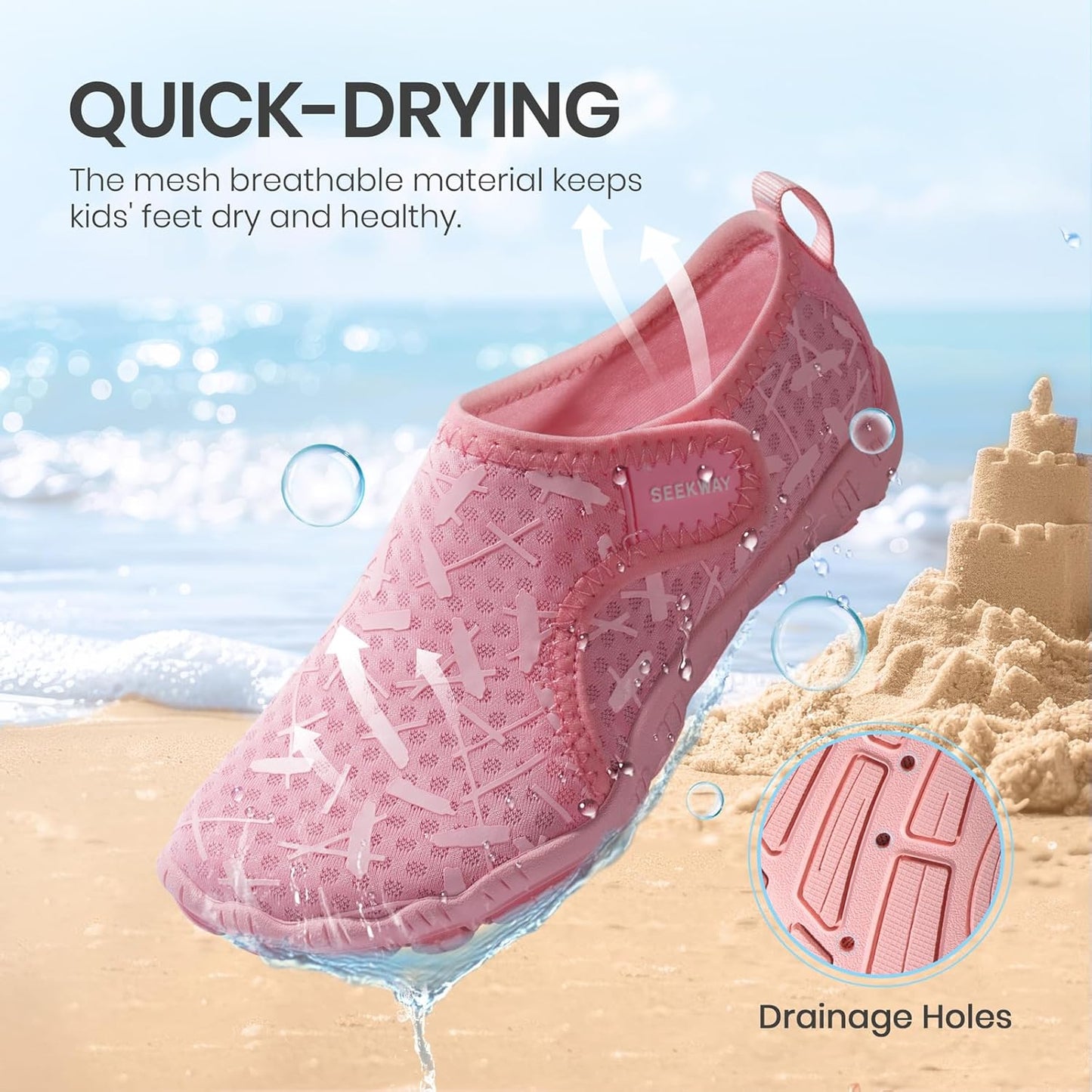 Barefoot Water Shoes for Kids | Quick-Dry Sand Shoes with Wide Toe Box - Non-Slip for Hiking, Swimming, Beach, Pool, Kayak | Toddler Sizes