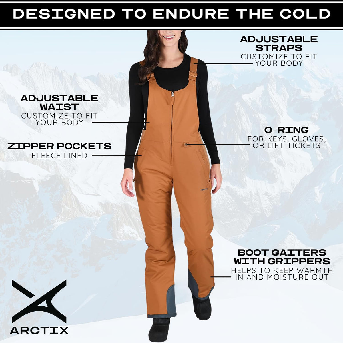 Arctix Women's Essential Insulated Bib Overalls, Cappucino, 2X