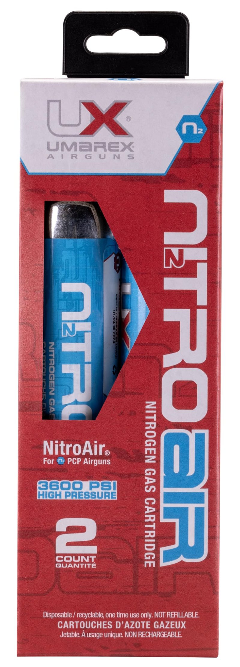 Umarex NitroAir Prefilled Nitrogen Cartridges for N2-Powered Airguns, Pack of 2
