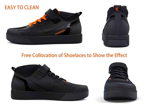 Mens MTB Mountain Bike SPD Cycling Shoes,Suitable Mountain Biking DH Enduro, Compatible All 2 Bolts Pedals,Size 12 Black/Orange