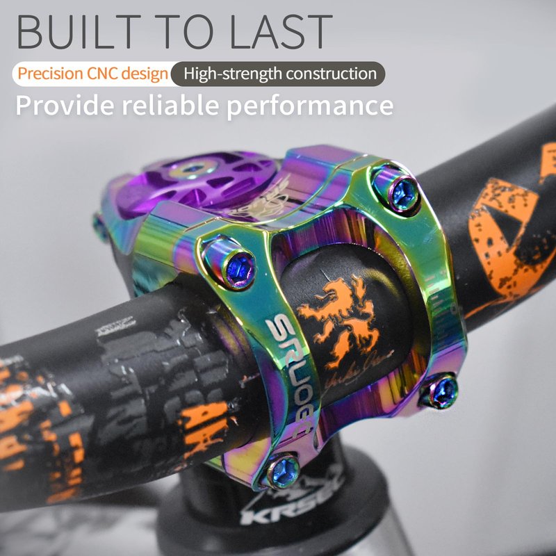 SRUOEC 31.8 * 28.6mm Bike Stems, 35mm Short Handlebar Mountain Bike Stem for Most Bicycle, Fixed Gear, Road Bike, Downhill Bike, Track Bike, MTB, BMX, Cycling, Oil Slick