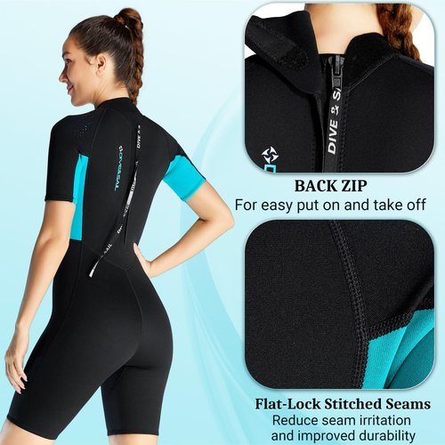 Mens Shorty Wetsuit Womens 1.5mm Shorty Wetsuit Keep Warm Back Zip Spring Wetsuit for Swimming Diving Surfing Spearfishing Snorkeling M Size