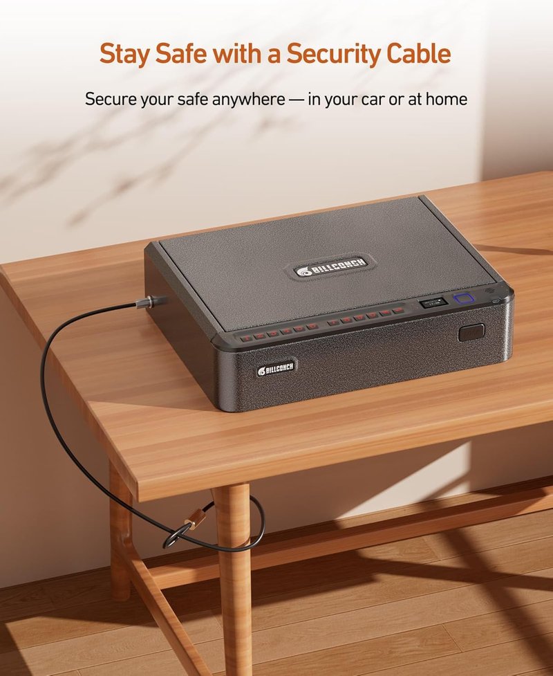 Smart Gun Safe - Biometric Pistol Safe with 4 Access Methods, LCD & Voice Guide | Nightstand & Car Security