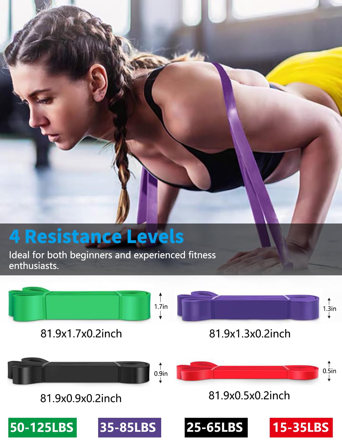 WHATAFIT Resistance Bands, Exercise Bands，Resistance Bands for Working Out, Work Out Bands with Handles for Men and Women Fitness, Strength Training Home Gym Equipment