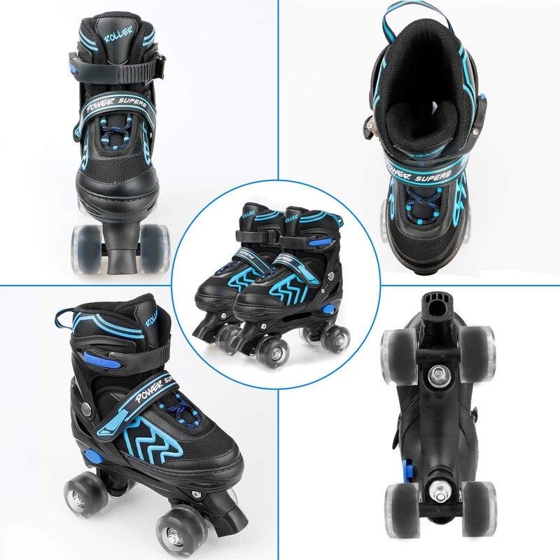 SZHZS Adjustable Toddler Kids Roller Skates with Light Up Wheels for Boys Girls Beginners for Indoor Outdoor Sports - Small Size