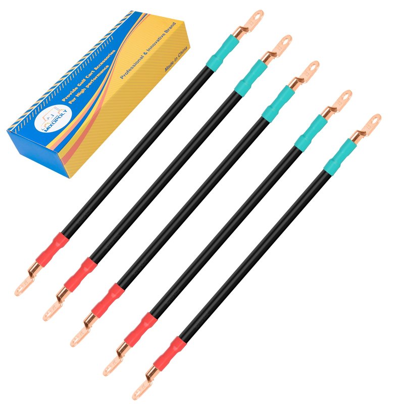 Mixopoly 4 Gauge Golf Cart Battery Cable Kit Replacement for Yamaha G2 G8 G9 36V, G22 48V, Club Car DS 1995+ 48V, Club Car DS 1981+ 36V, Pure Copper AC/DC Battery Wiring Kit (5-Piece Set)