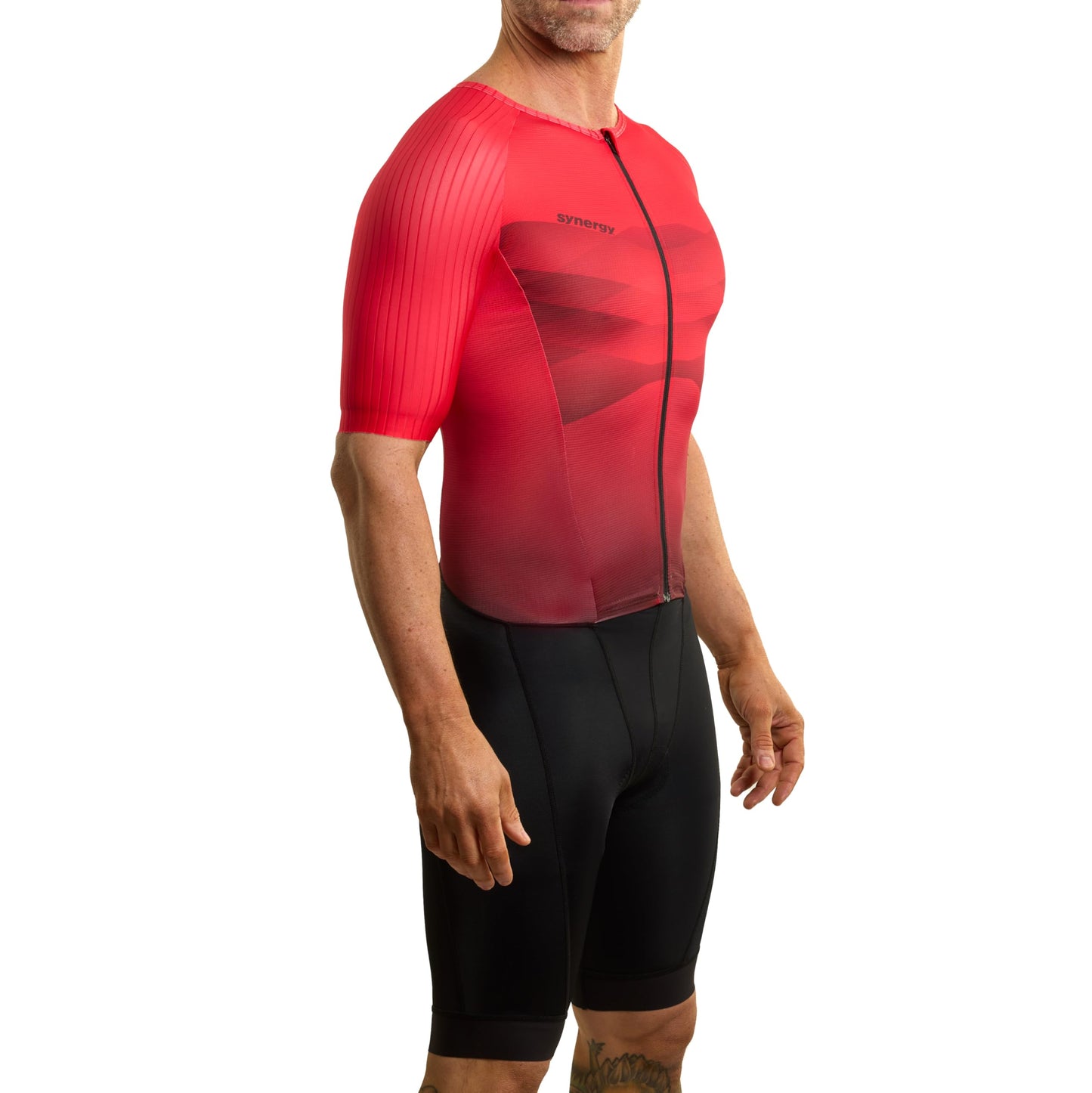 Synergy Pro 3.0 Men's Triathlon Short Sleeve Trisuit (Fire 3.0, Large)
