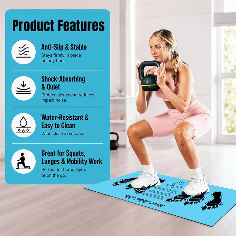 Anti-Slip Squat Mat - Lightweight Training Mat for Leg & Abdominal Exercises | Portable Design
